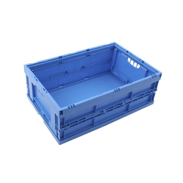 Polipropilén összehajtható doboz, 44 l, 400x600x220 mm, fedél nélkül, kék