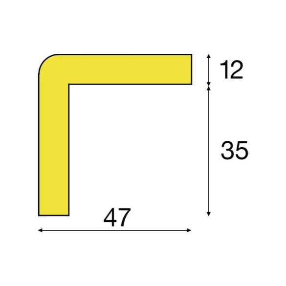 Sarokvédő, H típus, 1 m-es darab, fekete / sárga 