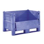   Nagyméretű polietilén tartály konténer  lehajtható ajtóval 1200x800x740 mm (kék) 500 L 