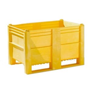 Nagyméretű 2 talpas polietilén tartály konténer 1200x800x740 mm  500 L (sárga)