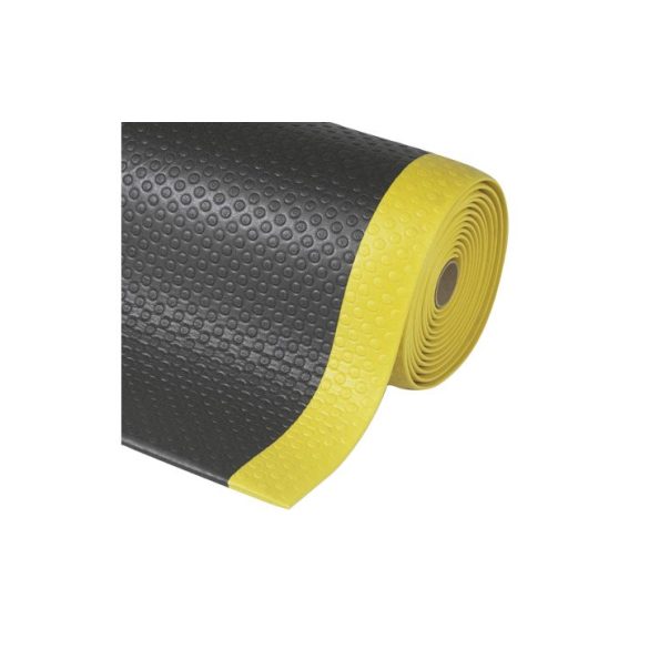 Padlóburkolat, ergonomikus, folyóméterenként, fekete-sárga, szélesség 1220 mm