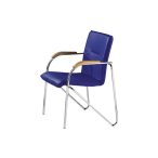   Egymásra rakható szék bőr kinézetű kék színű kárpittal, krómozott váz (2db / csomag)