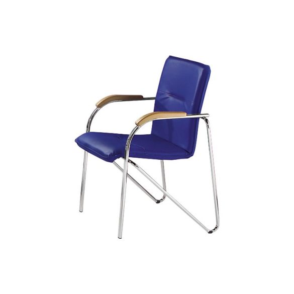 Egymásra rakható szék bőr kinézetű kék színű kárpittal, krómozott váz (2db / csomag)