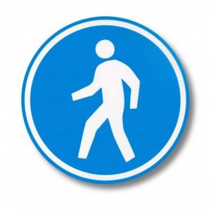 Gyalogos forgalom figyelmeztető öntapadó padlójelölés Ø 500 mm