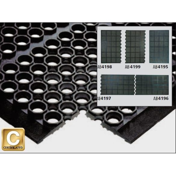  Olaj, zsírálló álláskönnyítő rácsos gumiszőnyeg - 2 hosszú perem 1500x900x12,5 mm