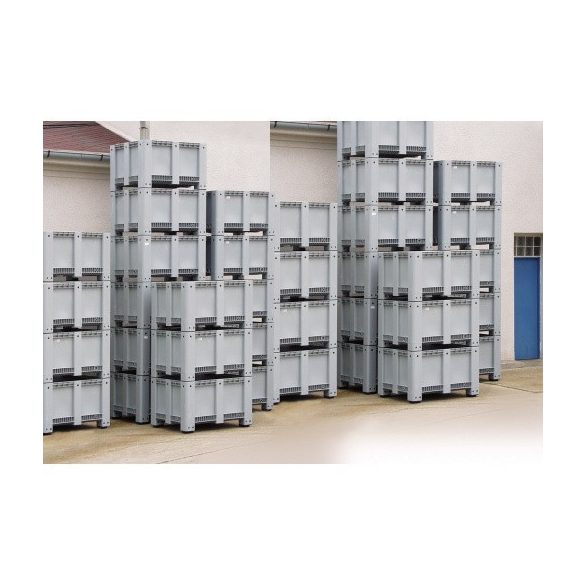 Műanyag 4 lábas alacsony perforált konténer, 1200x1000x580 mm 400 L