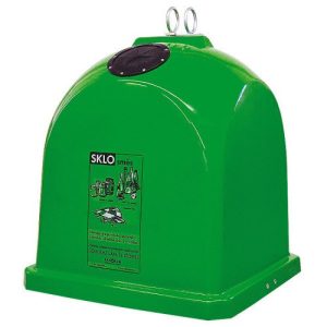 1100 L műanyag üvegszővetes  üveg szelektívgyűjtő konténer 1000x1000x1240 mm (zöld)