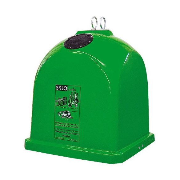 1100 L műanyag üvegszővetes  üveg szelektívgyűjtő konténer 1000x1000x1240 mm (zöld)
