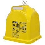   1100 L üvegszővetes műanyag szelektívgyűjtő konténer 1000x1000x1240 mm (sárga)