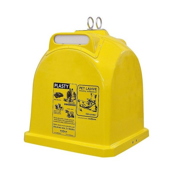 1100 L üvegszővetes műanyag szelektívgyűjtő konténer 1000x1000x1240 mm (sárga)