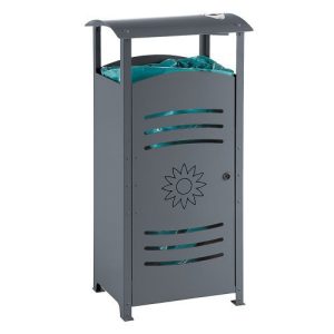 Négyszög alakú hulladéktároló hamutartóval, 110 L, 500x380x1060 mm