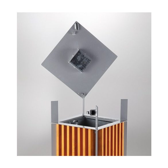 Fából készült hulladéktároló horganyzott lemez betéttel és hamutartóval, 65 L, 410x410x940 mm  