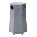 Hatszögű kültéri fém hulladéktároló, 3 bedobó nyílással 80 L, 520x453x1000 mm