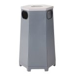 Hatszögű kültéri fém hulladéktároló, 3 bedobó nyílással 80 L, 520x453x1000 mm