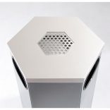 Hatszögű kültéri fém hulladéktároló, 3 bedobó nyílással 80 L, 520x453x1000 mm
