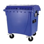   1100 L-es nagyméretű hulladékgyűjtő lapos tetejű konténer (kék)
