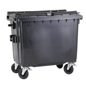 1100 literes lapos tetejű hulladékgyűjtő konténer (fekete)