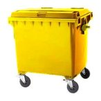   1100 L-es nagyméretű hulladékgyűjtő lapos tetejű konténer (sárga)