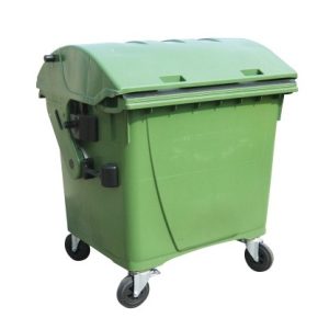 1100 L-es nagyméretű íves tetejű hulladékgyűjtő (zöld)