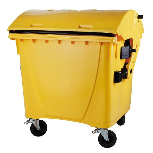 1100 L-es nagyméretű íves tetejű hulladékgyűjtő (sárga) - AT