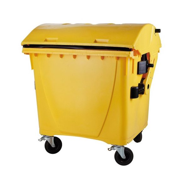 1100 L-es nagyméretű íves tetejű hulladékgyűjtő (sárga)