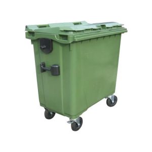 660 L-es lapostetejű hulladékgyűjtő konténer (zöld)