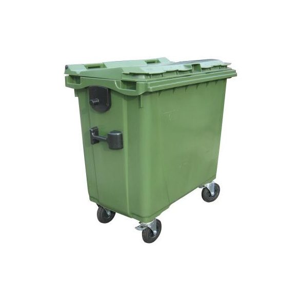 660 L-es lapostetejű hulladékgyűjtő konténer (zöld)