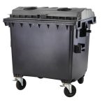   1100 L-es nagyméretű hulladékgyűjtő lapos tetejű műanyag konténer (zár nélkül)