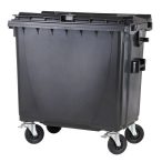 770 L-es lapos tetejű hulladékgyűjtő tartály (fekete)