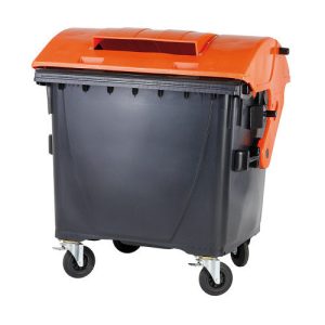 1100 L-es nagyméretű  íves tetejű tetrapack gyűjtő konténer (zárral)