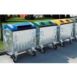 1100 literes fém horganyzott szelektív hulladékgyűjtő konténer