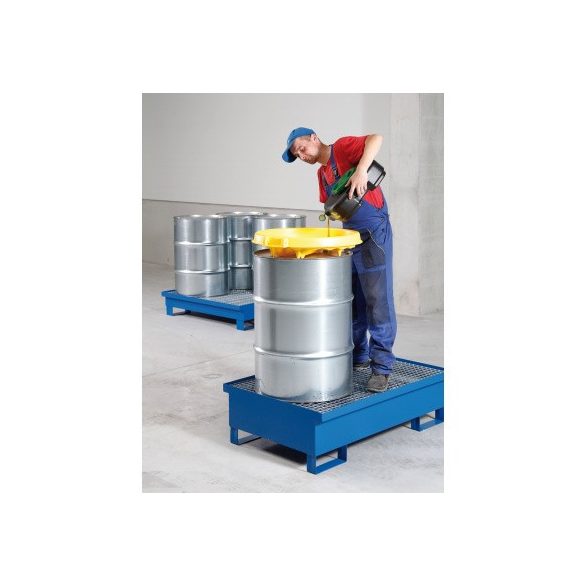 Acél festett kármentő rácsrostéllyal, 1200x800x250/350 mm, 220 L (kék)