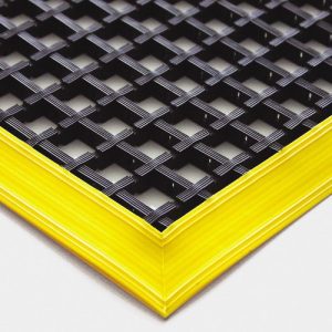 Olajálló fáradság elleni padlórács sárga-fekete 1200x600x12 mm