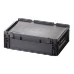 Műanyag ESD  tároló doboz fedéllel 400x300x135 mm 