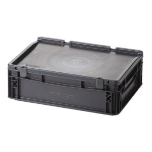 Műanyag ESD  tároló doboz fedéllel 400x300x135 mm 