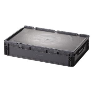 Műanyag ESD  tároló doboz fedéllel 600x400x135 mm 