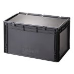 Műanyag ESD  tároló doboz fedéllel 600x400x335 mm 
