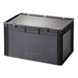 Műanyag ESD  tároló doboz fedéllel 600x400x335 mm 