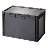 Műanyag ESD  tároló doboz fedéllel 600x400x435 mm