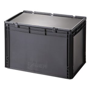 Műanyag ESD  tároló doboz fedéllel 600x400x435 mm