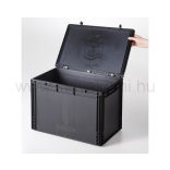 Műanyag ESD  tároló doboz fedéllel 600x400x435 mm