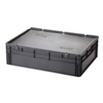 Műanyag ESD  tároló doboz fedéllel 800x600x235 mm 