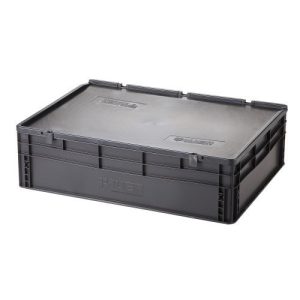 Műanyag ESD  tároló doboz fedéllel 800x600x235 mm 