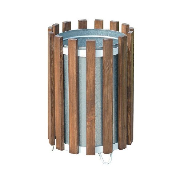 45 literes fém-fa kerek hulladéktároló, Ø 400x585 mm