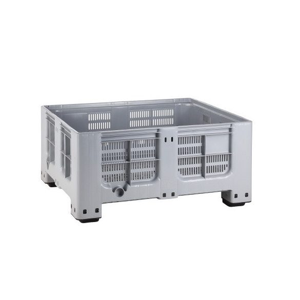 Műanyag 4 lábas alacsony perforált konténer, 1200x1000x580 mm 400 L