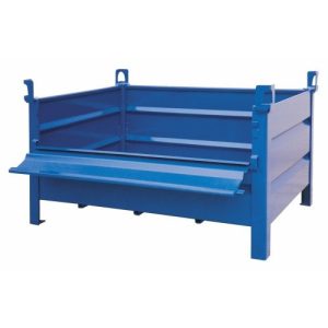 Daruzható acél konténer lehajtható ajtóval 1200x800x600 mm t.b. 1000 kg 