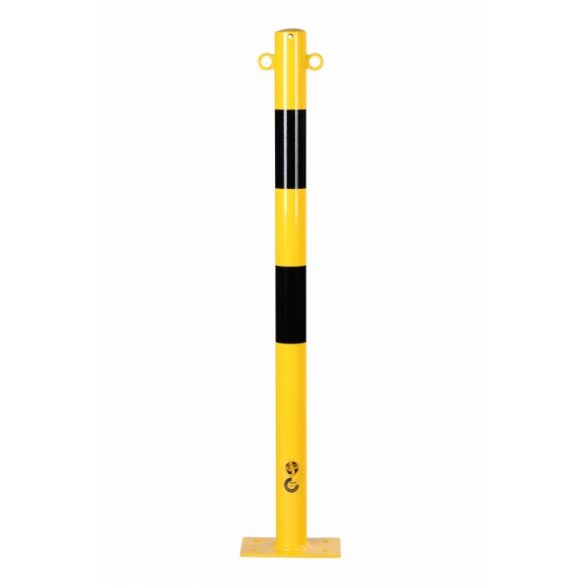 Hengeres lánctartó oszlop talplemezzel, magasság: 1000 mm, sárga-fekete
