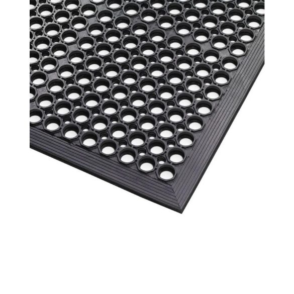 Ergonómikus biztonsági szőnyeg nedves munkaterületekre, fekete, 900 x 1500 mm