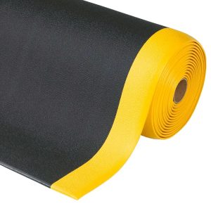 Fáradtság elleni járószőnyeg száraz munkaterületekre, tekercs 0,9 x 18,3 m, fekete-sárga, csúszásgátlós