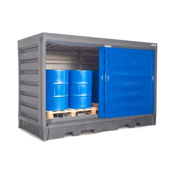 Depó típus 8 db 200 literes hordóhoz vagy 2 db 1000 literes IBC-hez, műanyag 